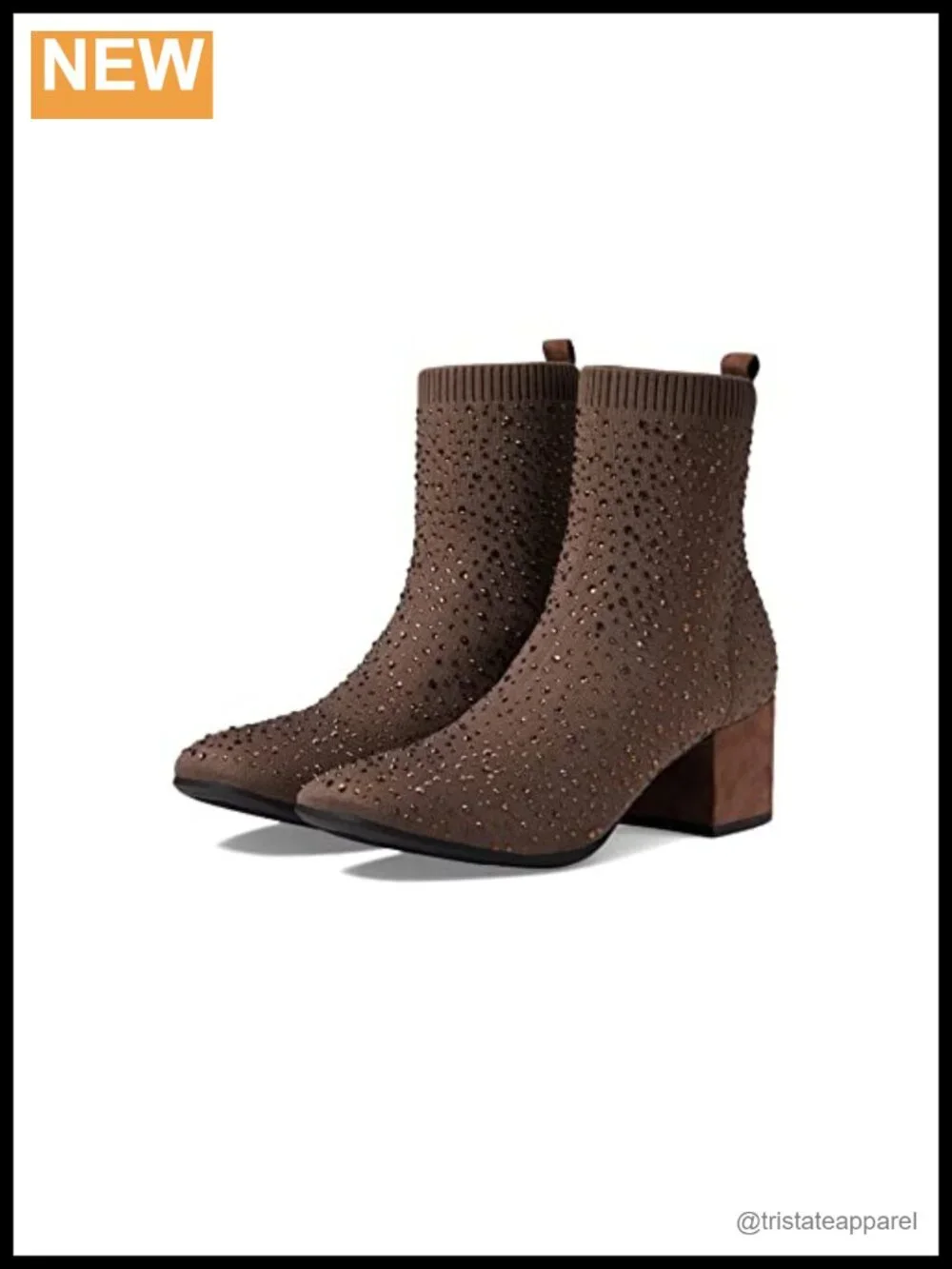 Women's Stretch Knit Pull-On Ankle Bootie with Block Heel 2.25 Inch